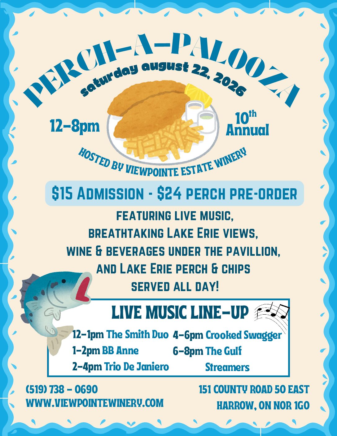 Perch-a-Palooza August 22nd – tickets on sale now